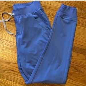 Small. Tall. Joggers. Ceil blue. Wear figs